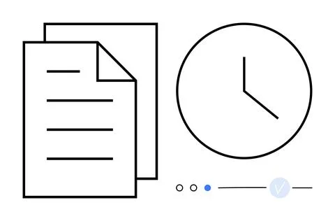 Document Management and Time Tracking Concept with Clock and Checklist Icons Stock Illustration