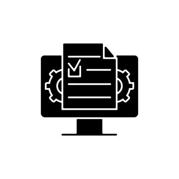 Document management black glyph icon Stock Illustration