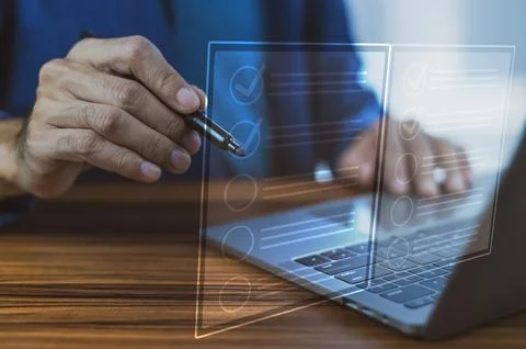 Document Management Checking System, online documentation database and proc.. Stock Photos
