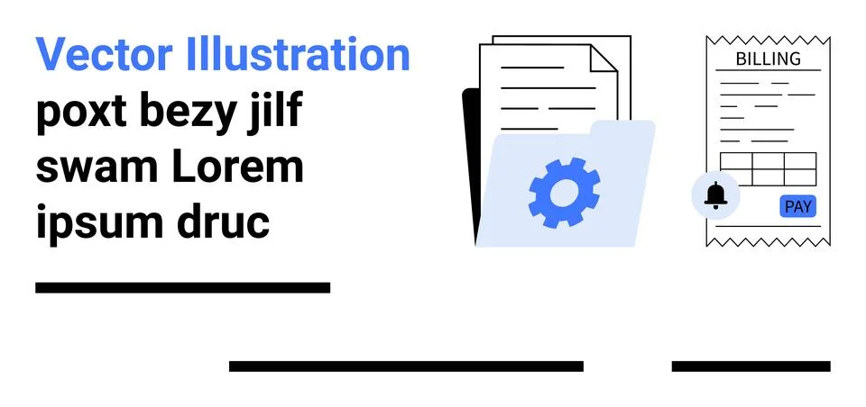 Document Management Concept with Billing and Settings Icon Illustrazione stock