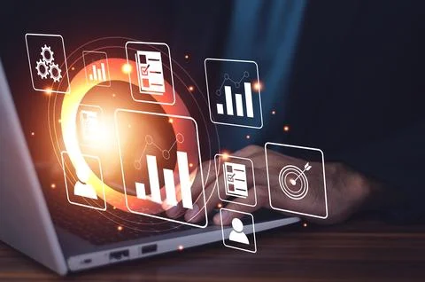 Document management concept, Businessman using computer to document managem.. Stock Photos