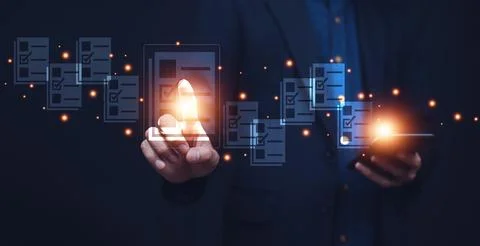 Document management concept, Document Management Data System Business Inter.. Stock Photos