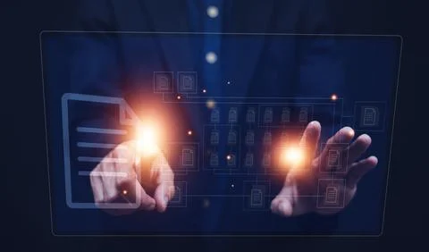 Document management concept, Document Management Data System Business Inter.. Foto stock