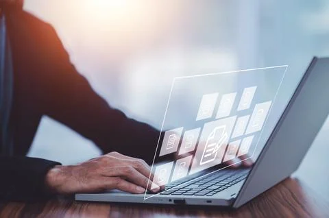 Document management concept, online documentation database technology, docu.. Stock Photos