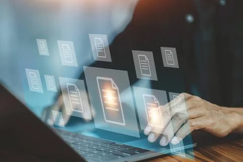 Document management concept, online documentation database technology, doc... Stock Photos