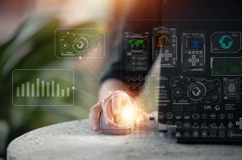 Document management concept, people using computer to document management c.. Stock Photos