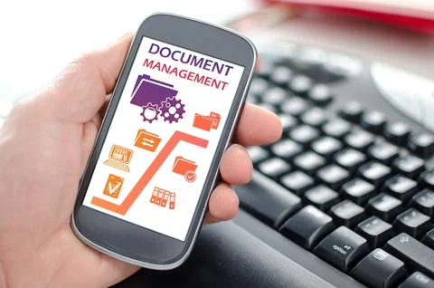 Document management concept on a smartphone Stock Photos