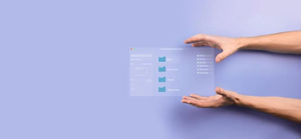 Document management concept. Virtual screen icons Document Management System  스톡 사진