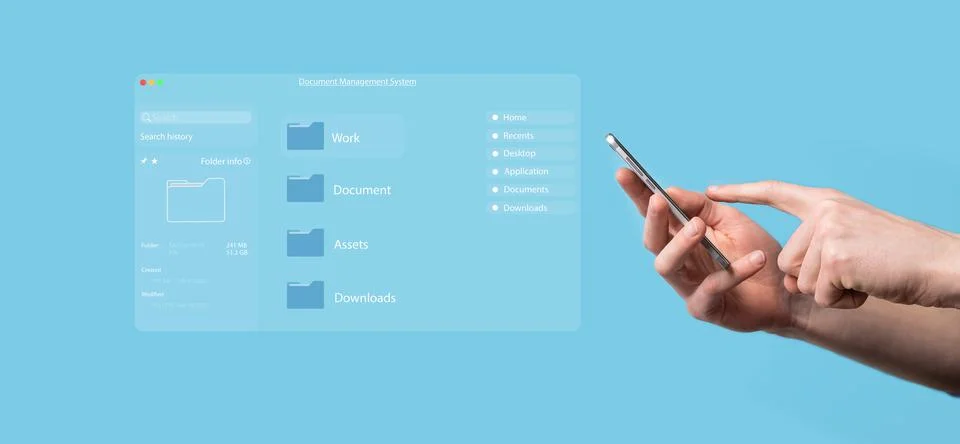 Document management concept. Virtual screen icons Document Management System  Stock Photos