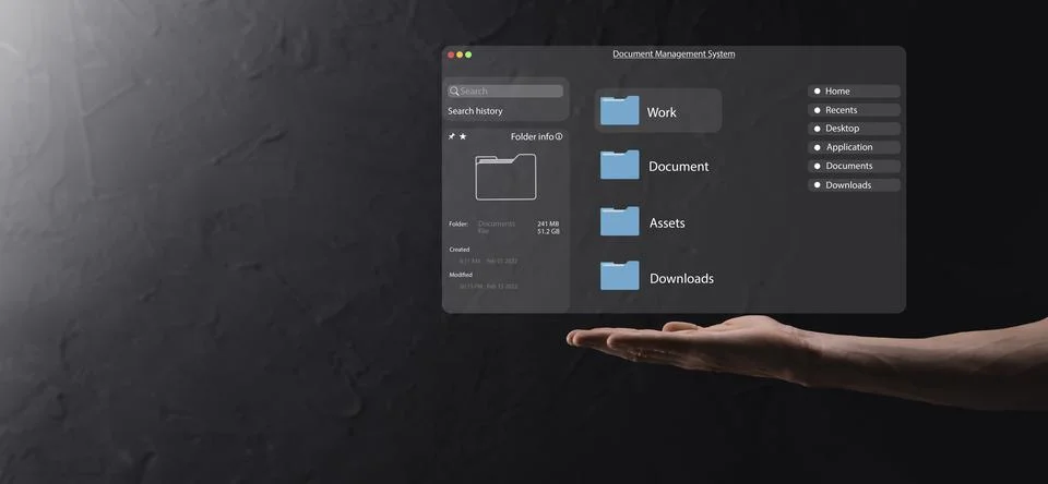 Document management concept. Virtual screen icons Document Management System  Stock Photos
