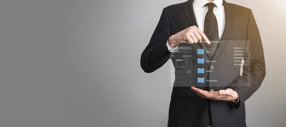 Document management concept. Virtual screen icons Document Management System  Stock Photos