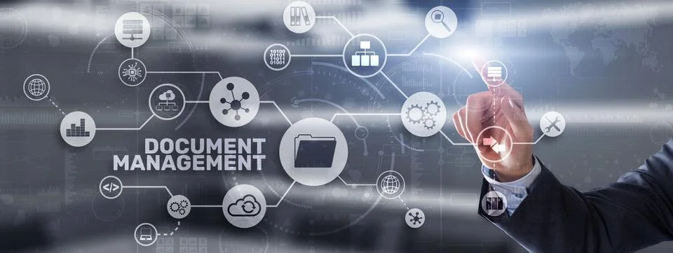 Document Management Data System Business Technology Concept. DMS on virtual Stock Photos