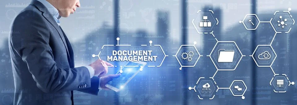 Document Management Data System Business Technology Concept. DMS on virtual Stock Photos