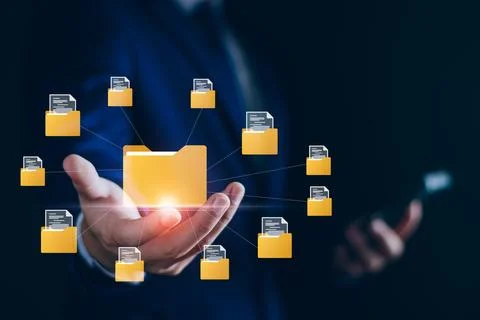 Document management digital document paperless operation concept, Businessm.. Foto stock