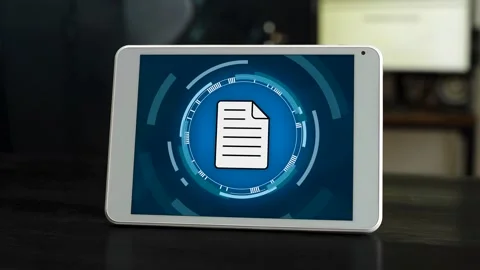 Document management on digital platform concept. File icon on private server. Stock Footage 304939404