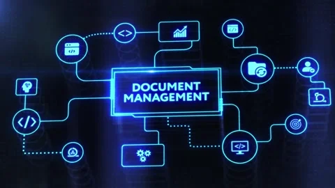 Document management DMS System Digital rights management. Business, Technolog Stock Footage 198300503