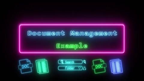Document management example Neon green-blue Fluorescent Text Animation Stock Footage 236563204