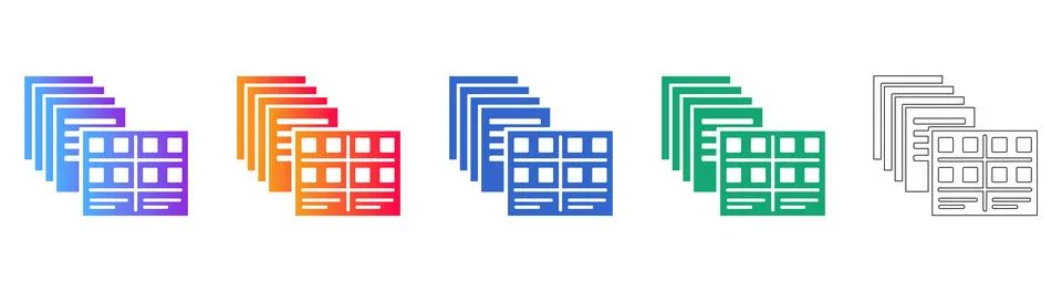 Document Management File List Grid Icons 스톡 일러스트