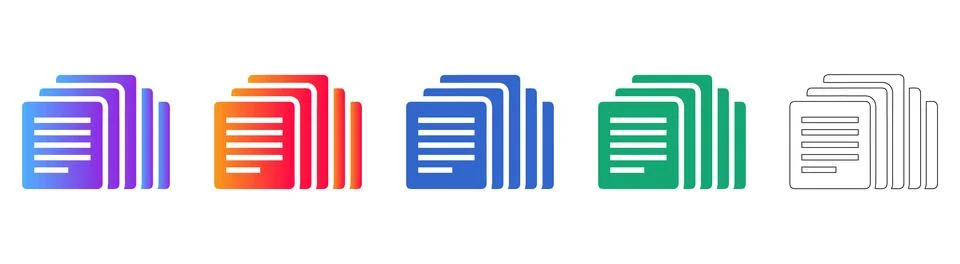 Document Management File Stack Icons Illustrazione stock