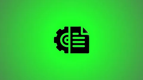 Document management gear icon animation on green screen with alpha channel .. Stock Footage 346496222