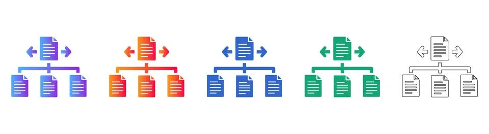 Document Management Hierarchy Icons Stock Illustration