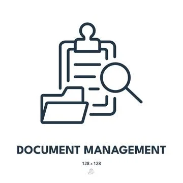 Document Management Icon. Documentation, Paperwork, Office. Editable Stroke Stock Illustration