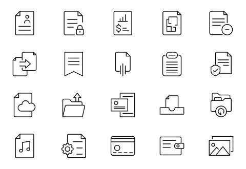 Document Management Icon Set. Streamlined icons for organizing, storing, an.. イラスト素材