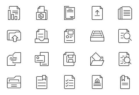 Document Management Icon Set. Streamlined icons for organizing, storing, an.. イラスト素材