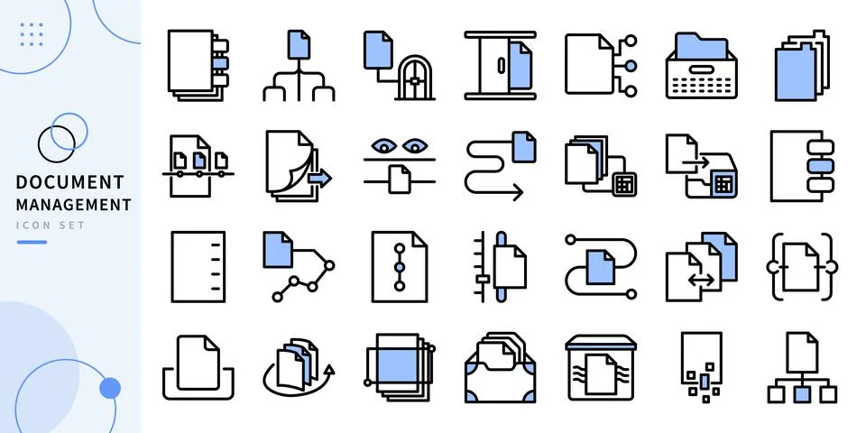 Document Management Icon Set Vector File Storage Concept Stock Illustration