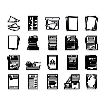 Document management icons representing paperwork and office files Stockillustratie