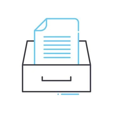 Document management line icon, outline symbol, vector illustration, concept sign Illustrazione stock