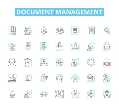 Document management linear icons set. Organization, Efficiency, Automation Stock Illustration