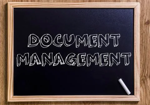 Document Management - New chalkboard with 3D outlined text Stock Photos