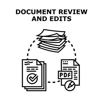 Document management process editing and checking files Illustrazione stock