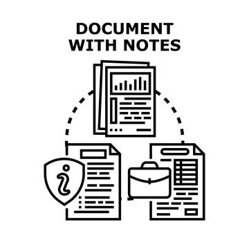Document management process with information and notes Stock Illustration