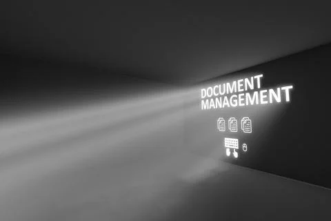 DOCUMENT MANAGEMENT  rays volume light concept 3d illustration Stock Illustration