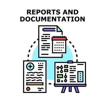 Document management reporting and data analysis system Stock Illustration