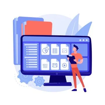 Document management soft abstract concept vector illustration. Illustrazione stock