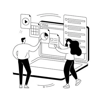 Document management soft abstract concept vector illustration. Stock Illustration