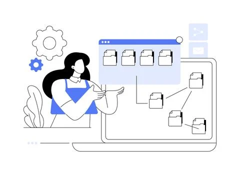 Document management soft abstract concept vector illustration. 스톡 일러스트