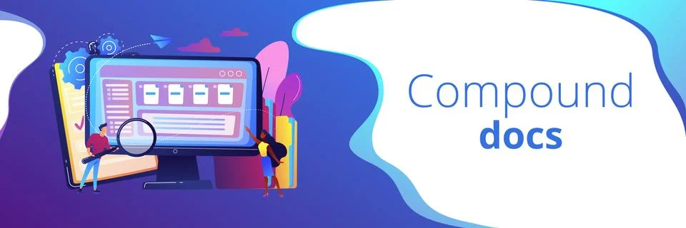 Document management soft concept banner header. Stock Illustration