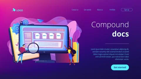 Document management soft concept landing page. Stock Illustration