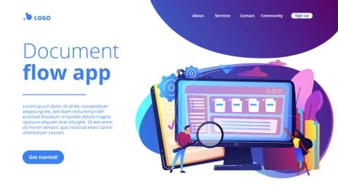 Document management soft concept landing page. Illustrazione stock