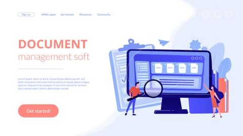 Document management soft concept landing page. Stock Illustration