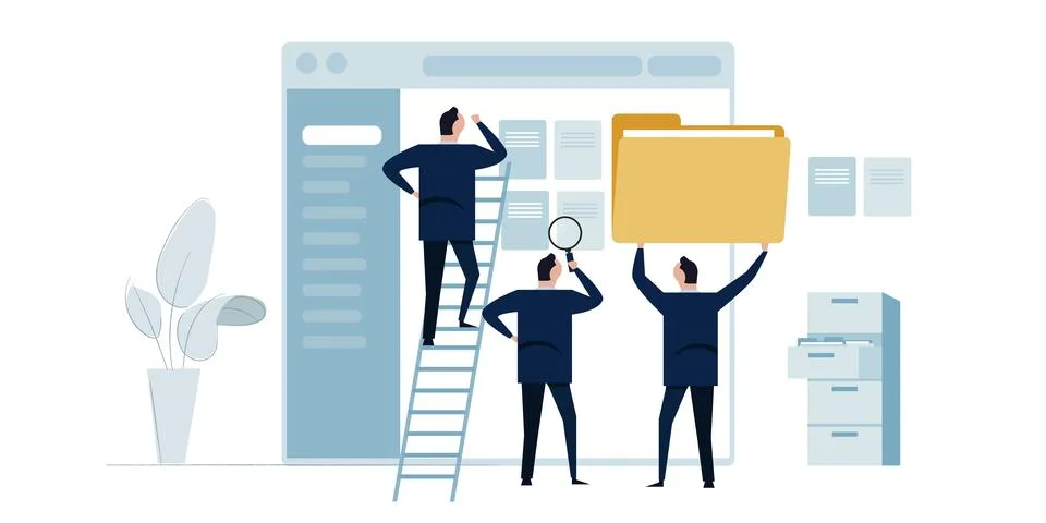 Document management software team organize file and folder organization Stock Illustration