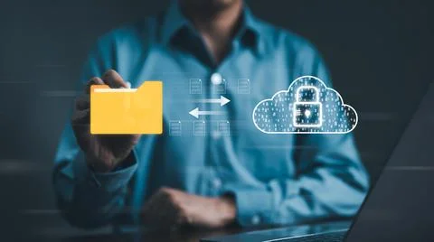 Document management system and cloud security concept. Manage files Stock Photos