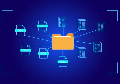 Document management system concept, managing files online document database Stock Illustration