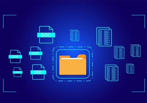 Document management system concept, managing files online document database Иллюстрация