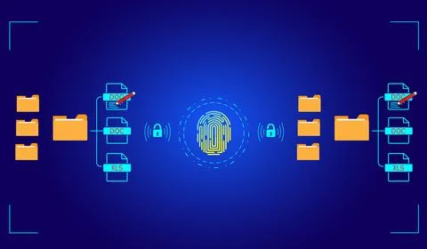 Document management system concept, managing files online document database Stock Illustration