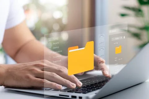 Document management system concept, virtual screen icon. Document Storage Sys Stock Photos